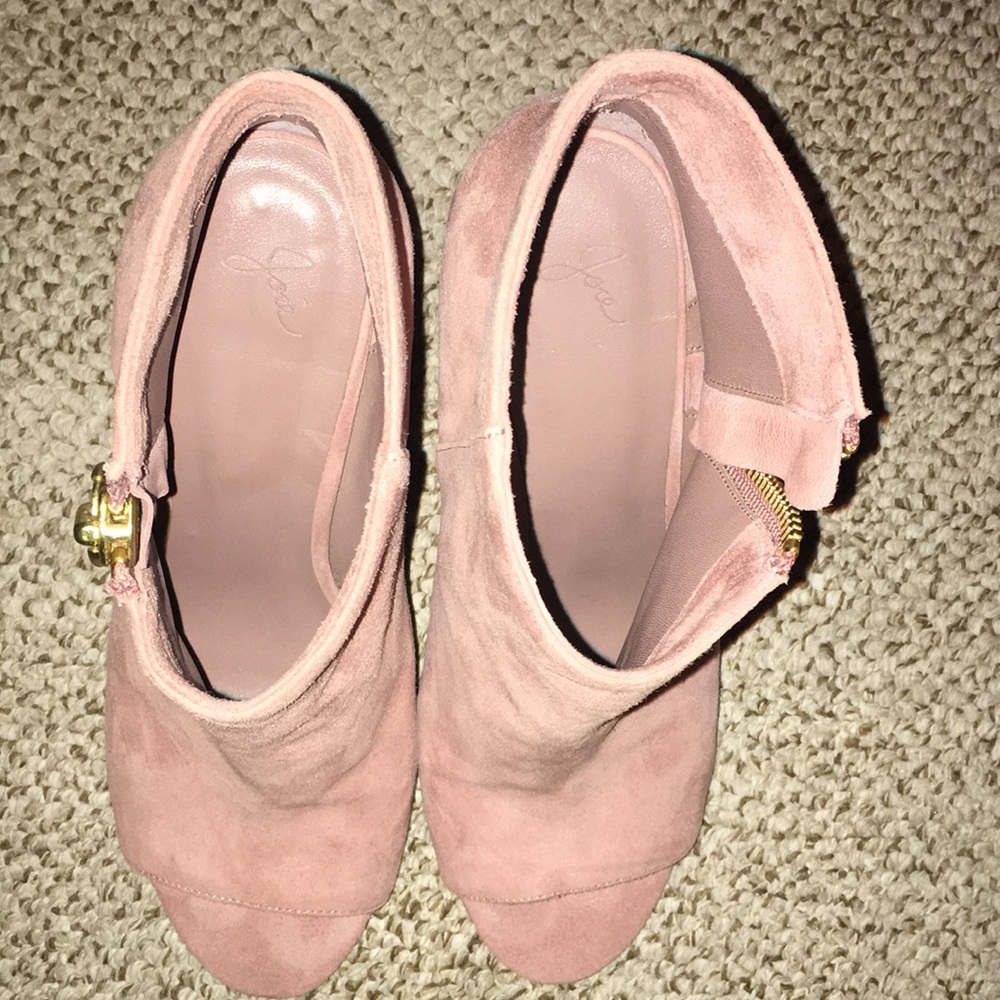 JOIE REAL SUEDE BLUSH COLOR PEEP TOE LEATHER SOLED EUC BOOTIES WORN 1x size eu40 - Picture 8 of 13